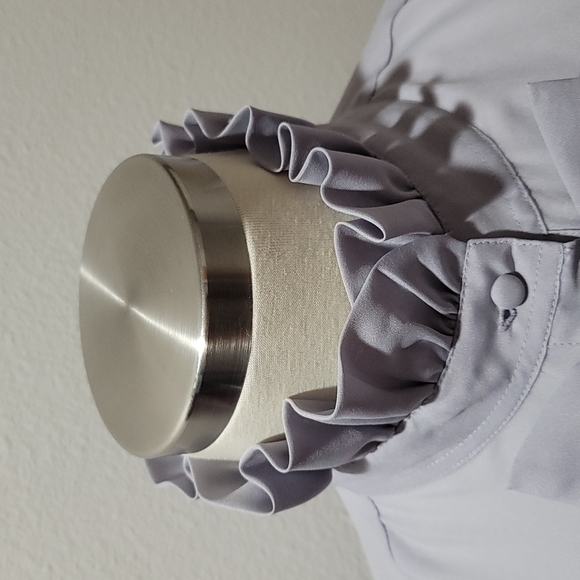 VICTORIAN ROMANTIC VINTAGE FEMININE COTTAGECORE BUTTON DOWN LAVENDER BLOUSE TOP - Picture 3 of 16